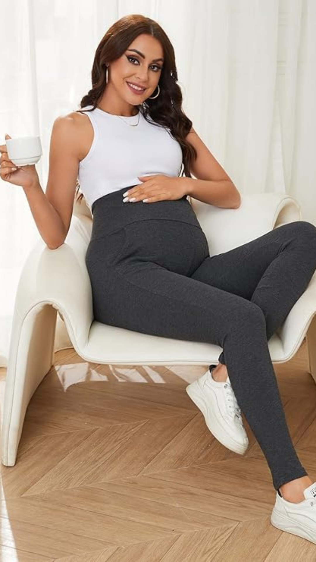 Legging Deportiva de Maternidad con Pretina Alta - Soporte Abdominal para Fitness (Vientre Gym)